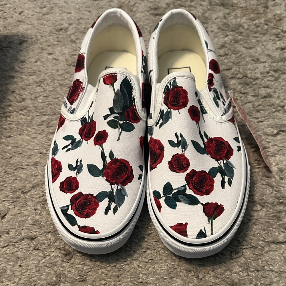 Vans Red Rose Slip-On Sneakers